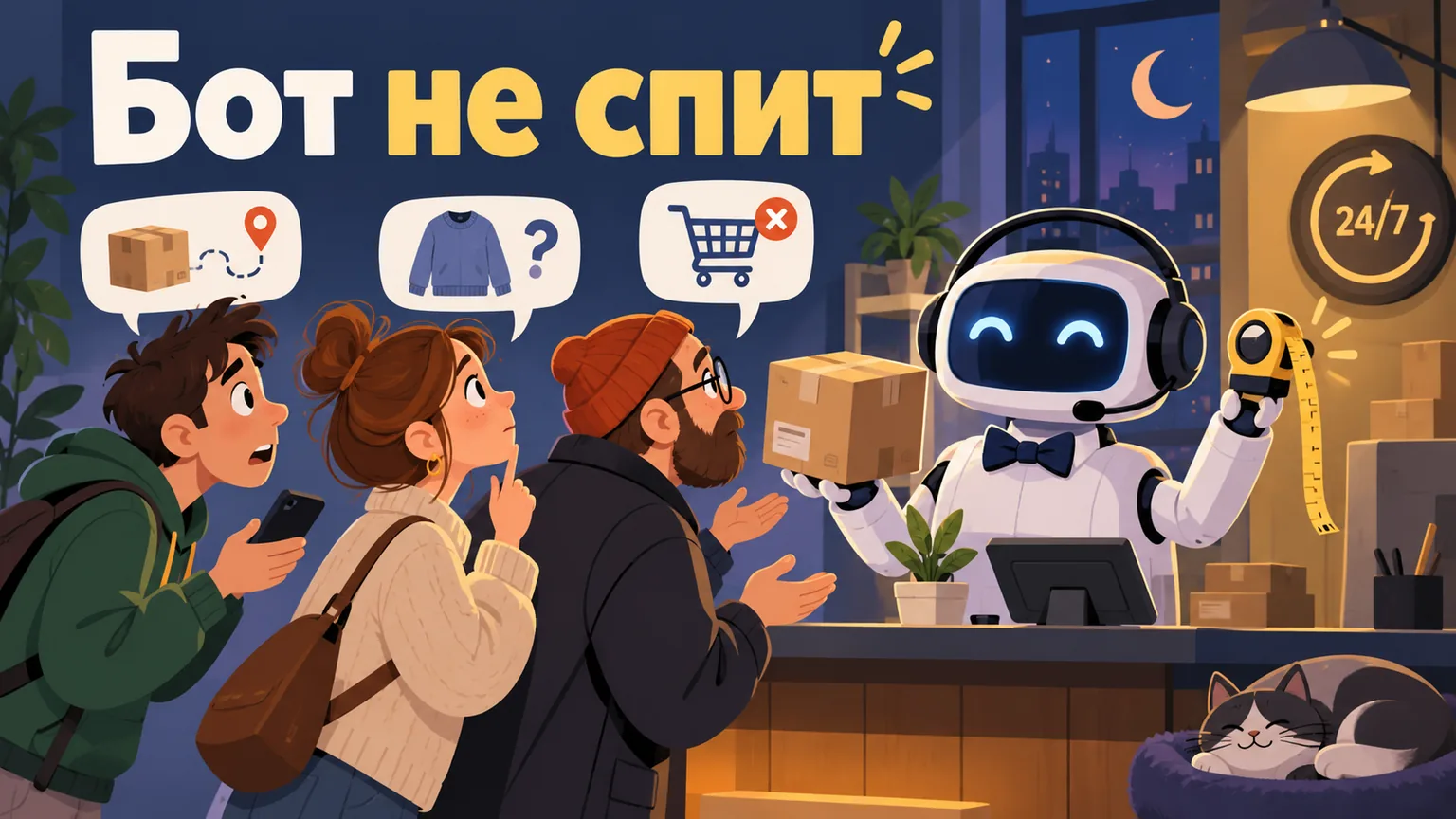 Обложка статьи: Чат-бот для интернет-магазина: статус заказа, подбор размера и брошенные корзины