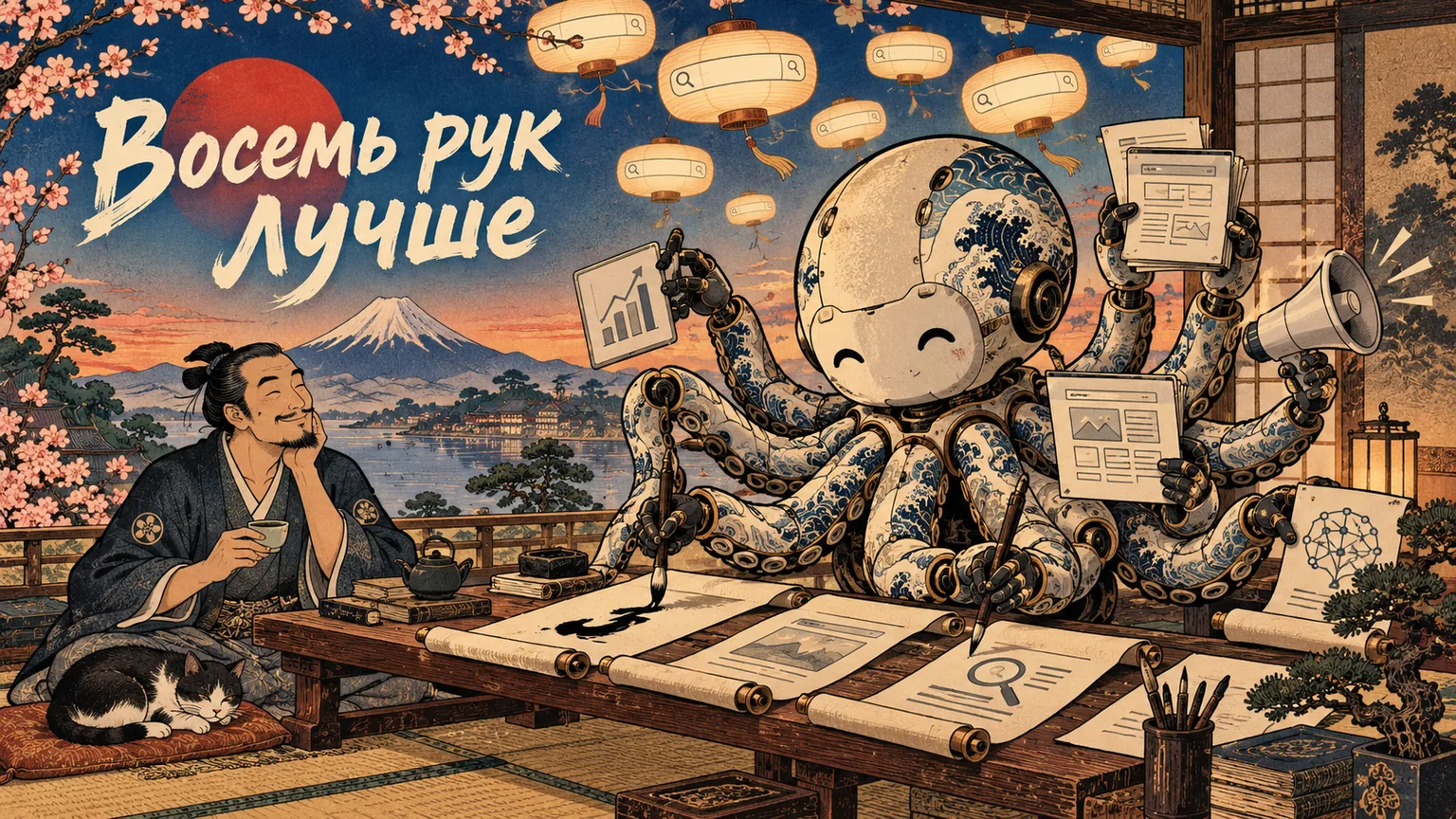 Обложка статьи: Нейросеть для SEO: как использовать ИИ для семантики, мета-тегов и аудита сайта