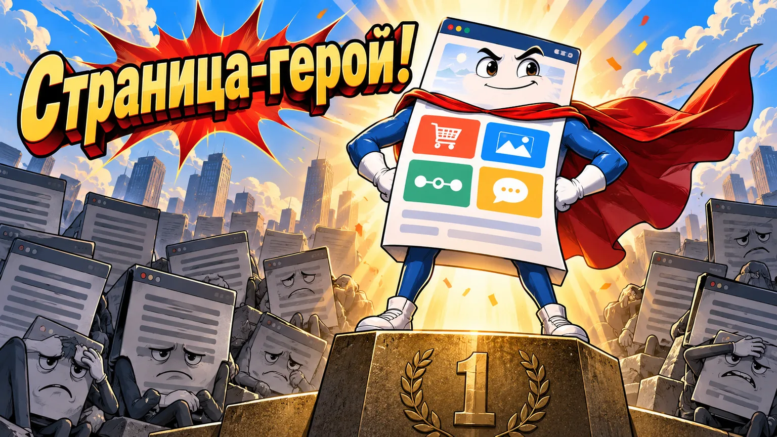 Обложка статьи: Страница услуги, которая выходит в топ: структура, тексты и коммерческие факторы